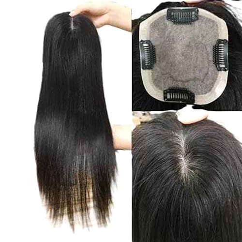 7x7 Silk Base Crown Hairpiece Human Hair Toppers for Women Clip In Glueless