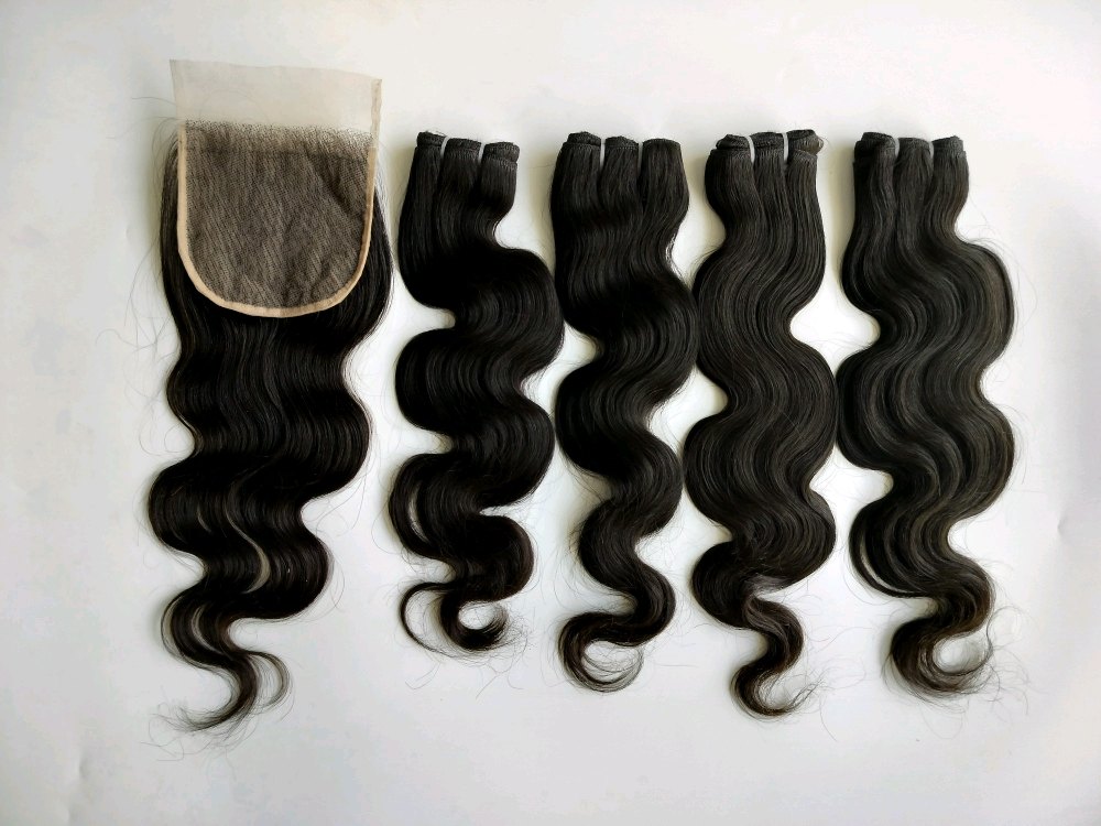 Wavy 4x4 Closures Lace With Bundles 18inch Sew In Human Hair for hair Salon