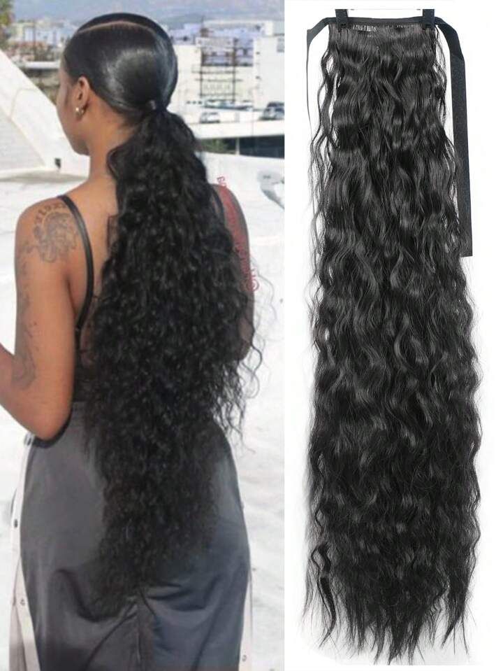 Fake Ponytail Hair Extensions 26in Wrap Around Human Hair Fake टुकड़ा
