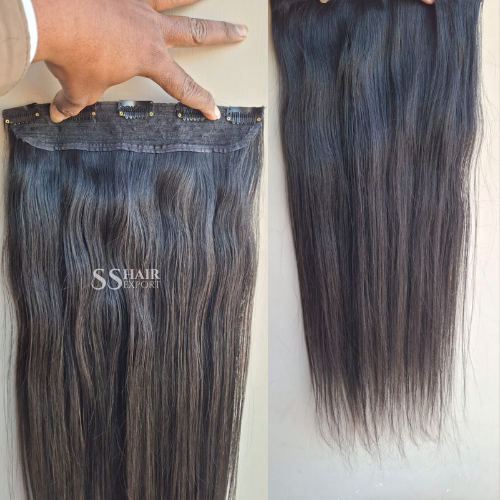 Single Piece Clip In Hair Extensions for wedding 22inch Natural Human Hair