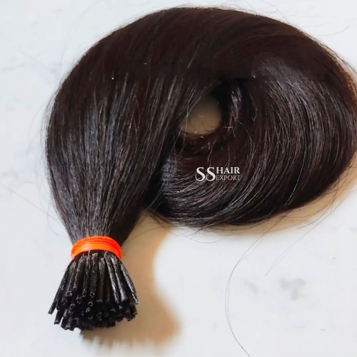 Natural Black Wavy I-Tip Hair Extensions 24in | 100 Strands Indian Human Hair Cold Fusion