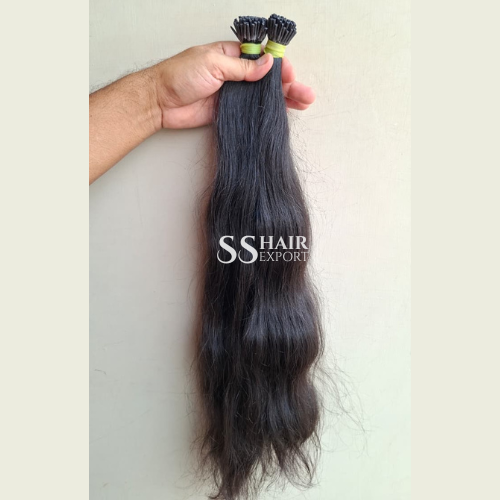 Natural Black Wavy I-Tip Hair Extensions 24in | 100 Strands Indian Human Hair Cold Fusion