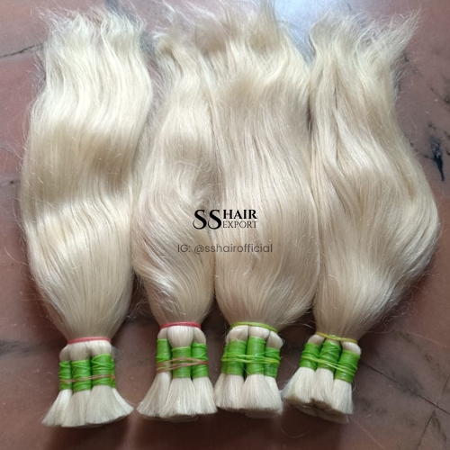 Indian Blonde Bulk Human Hair Extensions for Weaving Braiding No Weft Top