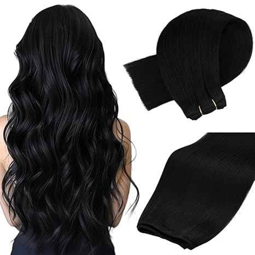 16Inch Straight Weft Human Hair Bundles Single Drawn Indian Remy Hair