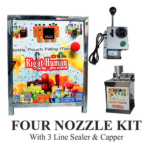 SS Four Nozzle Pouch Filling Machine Kit With Sealer And Capper