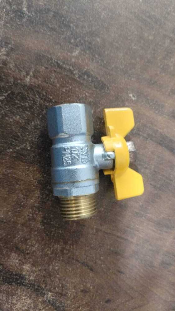 Butterfly Handle Brass Ball Valve - Stainless Steel 1/2 Inch Chrome Finish | Industrial Use 10 Inch Height 165 Gsm Weight