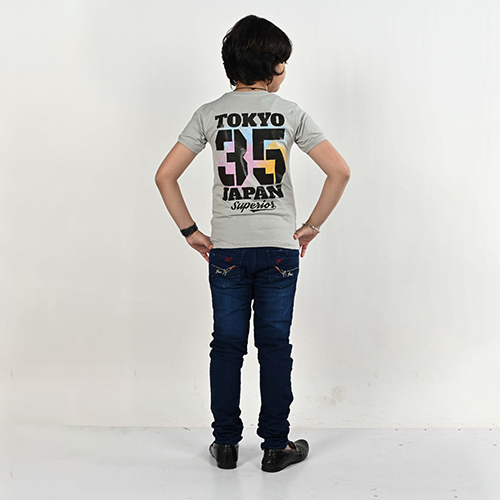 Grey Cotton Lycra T-shirts - Color: Multicolor