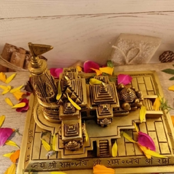 Ram Mandir Statue |Home Decor| |Table Decor| | Brass Ram Mandir| |Ayodhya Model| Gift, Showpieces Religious Purpose - Color: Yellow