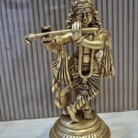 Krishna Statue with Yellow Finishing|Murlidhar God statue made in brass metal by Aakrati |Religious statue| |Hindu idols| |Krishna Statue| By Aakrati