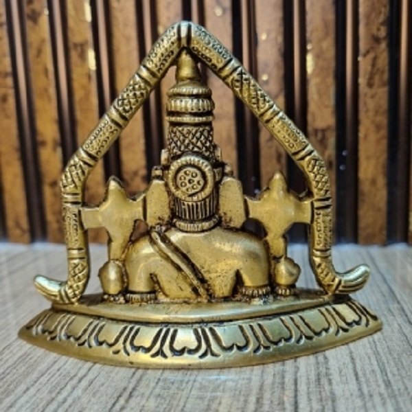 Brass Sitting Lord Balaji in Blessing Position, Gold Finish, For Home & Temple Dcor