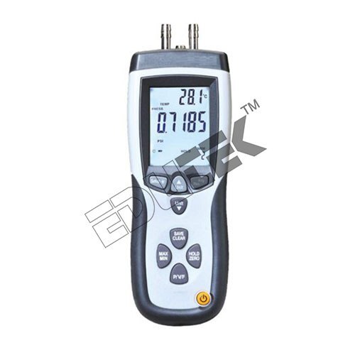 Pitot Tube & Manometer Board - Large Backlit Lcd Display, 5 Selectable Units Of Pressure Measurement, Easy Area Calculation For Rectangular Or Circular Duct