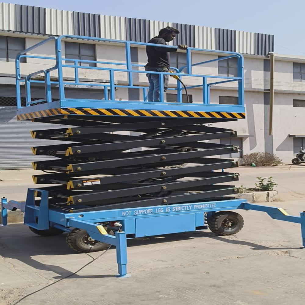 High Raised Hydraulic Scissor Lift - Color: Blue