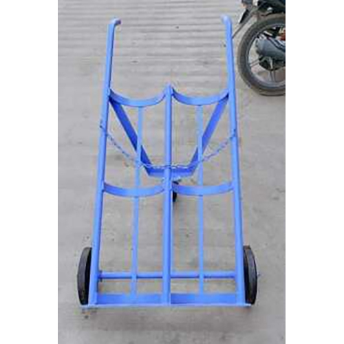 Double Gas Cylinder Trolley - Mild Steel, 250 kg Capacity, Blue Color Coated | Durable, Efficient, Two Cylinder Holder