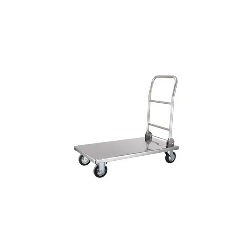 Stainless Steel Platform Trolley - Industrial Grade Design | Durable Silver Finish, Heavy-Duty Material