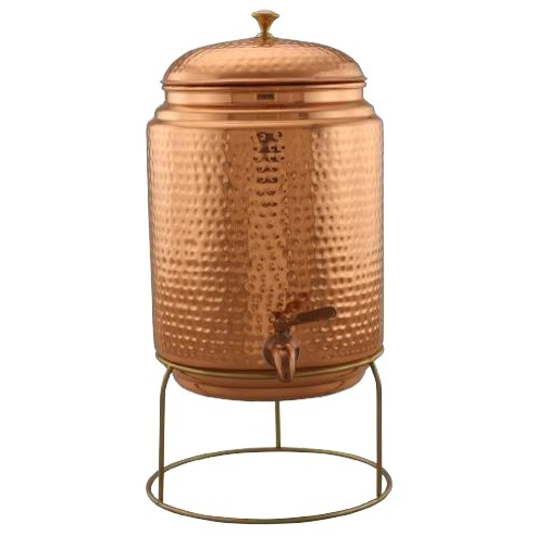 Hammered Design Copper Water Cooler with Stand 10 Ltr