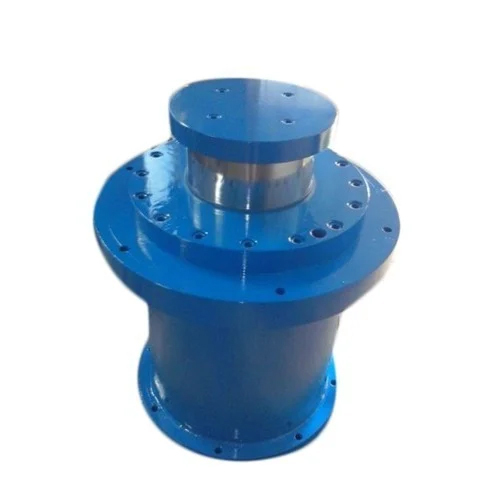 Hydraulic Press Cylinder - Maximum Pressure 250 Bar, Heating Plate Temperature 100C, Double Acting Design, Flange Mounting Style, Round Structure, Blue Finish, Warranty Included, Versatile for Bailing Press and Shearing Machine