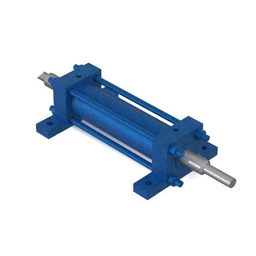 Tie Rod Construction Hydraulic Cylinder - Color: Blue