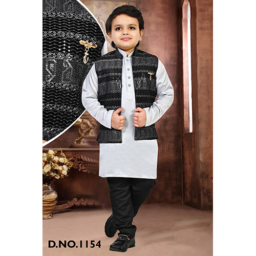 1154 Boys Traditional Wear Dresses - Color: Black & White