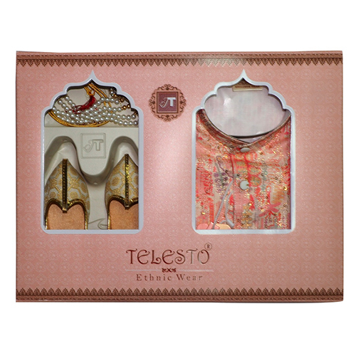 Classy Peach Silk Indowestern Set - Color: Different Available