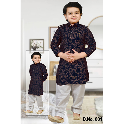 Printed Pathani Kurta Pajama Set - Age Group: 9 To 10 Years