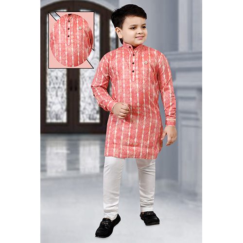 Yellow And White Full Sleeve Kurta Pajama Set - Color: Multicolor