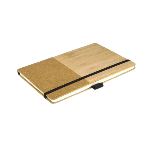 Bamboo Cork Notebook With Elastic Fastener - Color: Brown