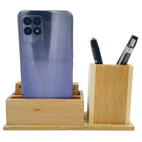 Wooden Pen And Phone Stand - Finish: Smooth