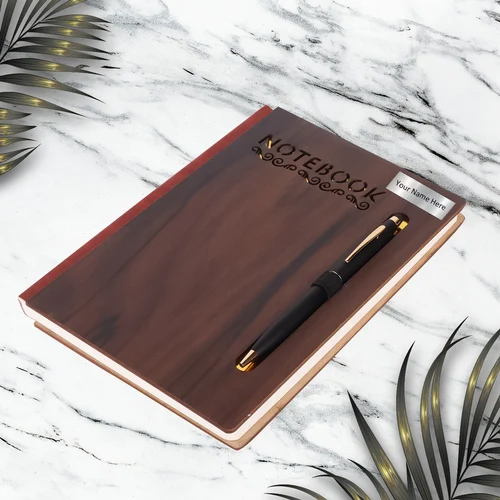 Wooden Diary And Notebook