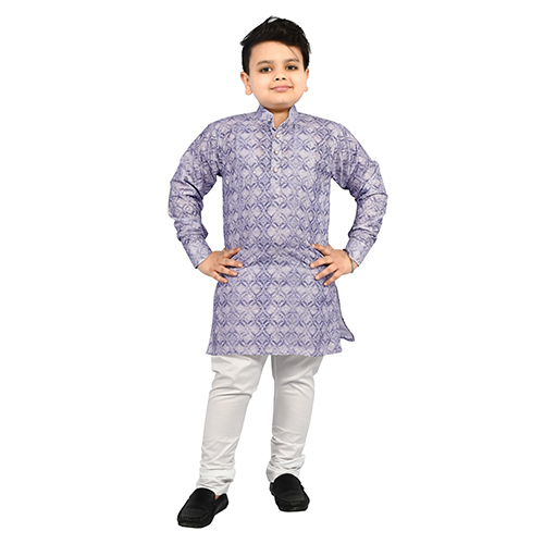 Yellow Printed Kurta Pajama Set - Age Group: 5 -6 Years And Above