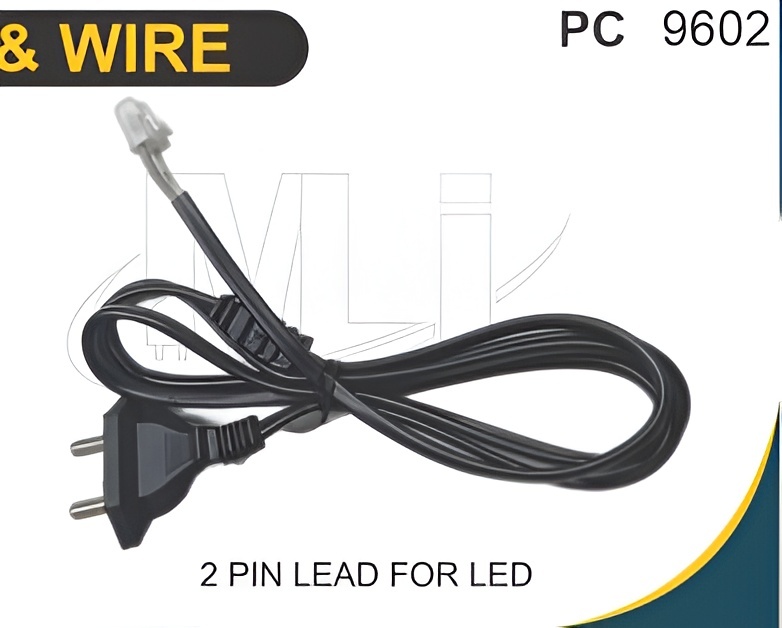 2 PIN LEAD FOR LED TV - Copper Material, Black/White Color, 2-Pin Plug for TV Power Connection, Compatible with Modern Televisions