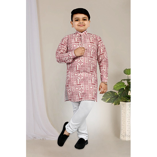 Chikankari Printed Kurta Pajama Set - Age Group: 5 -6 Years