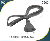 2 Pin Main Lead Black - Copper Insulation, 1.5 Yd Height, Non-polarized Design With Two Conductive Pins For Household Devices