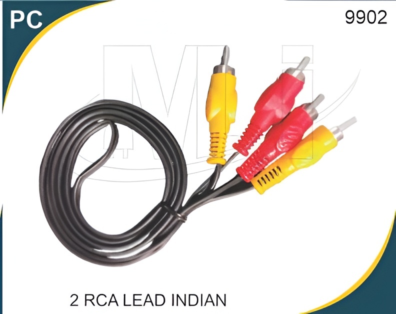 2 RCA Lead Indian - 35 sq. mm, Shielded PVC Insulated Cable, Red and Yellow Color, Oxygen Free Copper Lines for Superior Audio Clarity