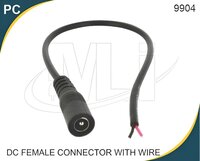Dc Female Connector With Wire - Black & Red, Current Rating 5a | Secure Soldering Or Crimping For Reliable Connections