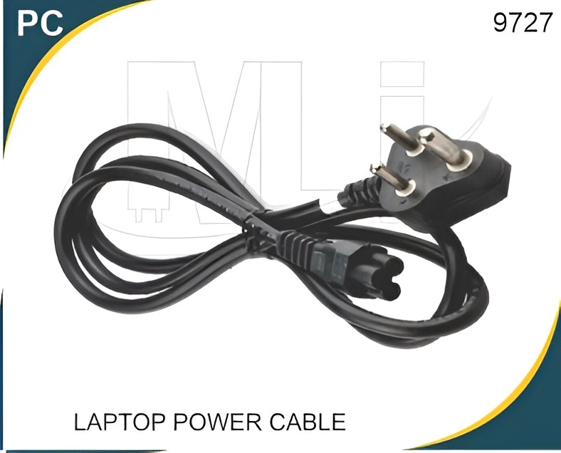Laptop Power Cable - Durable PVC, 6 Feet Length, Black Color | High Efficiency, Universal Compatibility