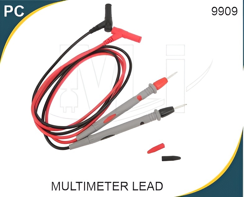 MULTIMETER TEST LEAD - PVC Insulation, SS Conductor, Grey and Red Color, 20A Current, 1000V Voltage | Thin Tip Needle Probes for Digital Multimeter Testing