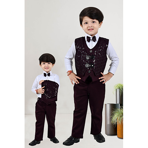 3 Piece Suit - Color: Mehroon & White