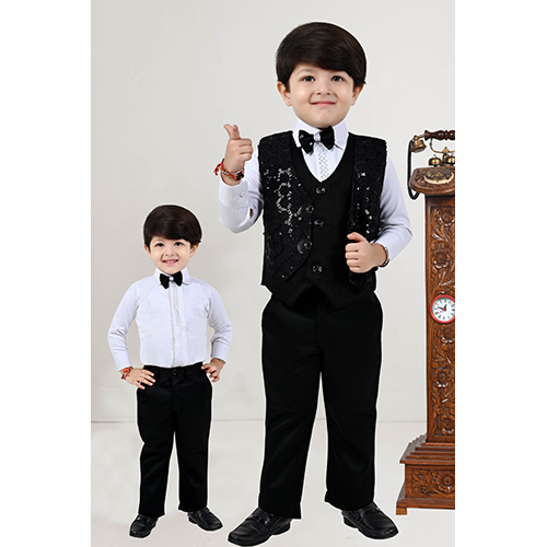 3 Piece Suit - Cotton Blend Mehroon & White Color | Modern Full Sleeves For Boys And Girls