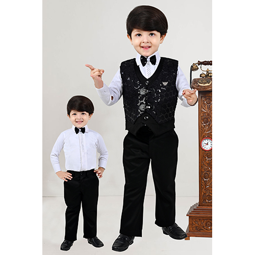 3 Piece Suit - Cotton Blend Mehroon & White Color | Modern Full Sleeves For Boys And Girls