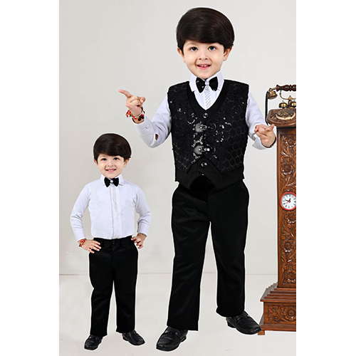 3 Piece Suit - Cotton Blend Mehroon & White Color | Modern Full Sleeves For Boys And Girls
