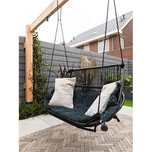 2 Seater Hand Carving Teak Wood Modern Wooden Swing - Color: Different Available