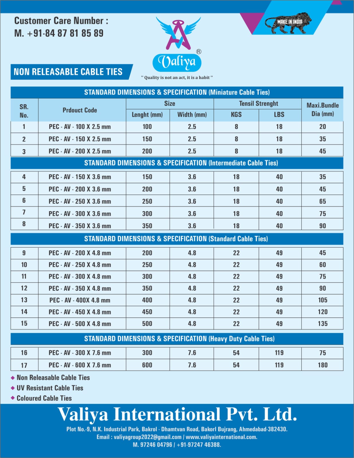 Multicolor Nylon Cable Ties - Nylon Material, 100x2.5mm To 600x7.6mm Size, Natural/white/black Colors | Armored, Uv-resistant, Weather-resistant
