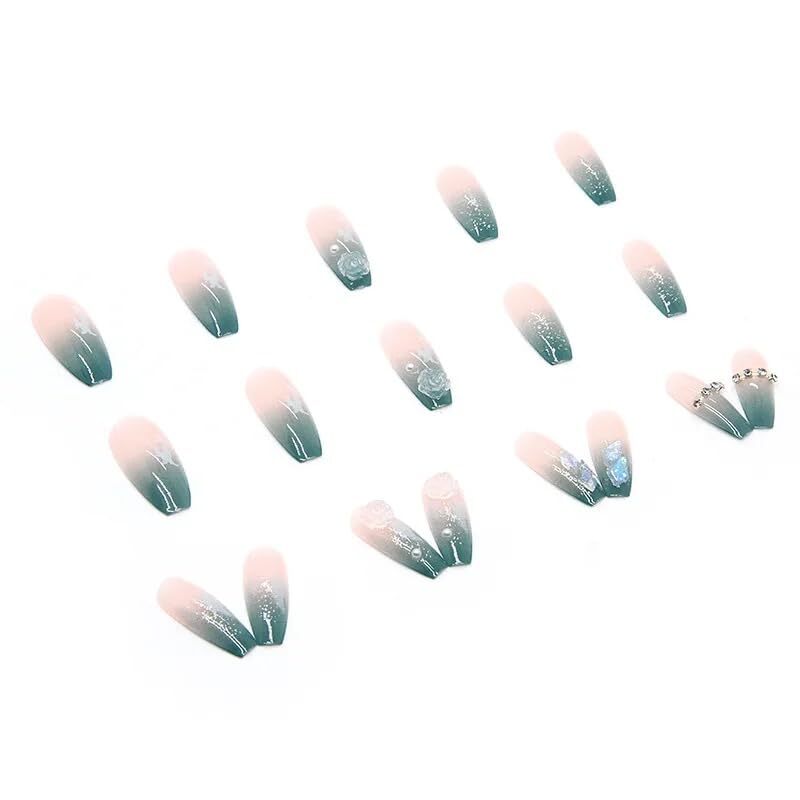 Cherrybox 24 Pack Nail Tips - Solid, Standard Size | Blue Color Code, Ideal For Nail Art And Diy Creations