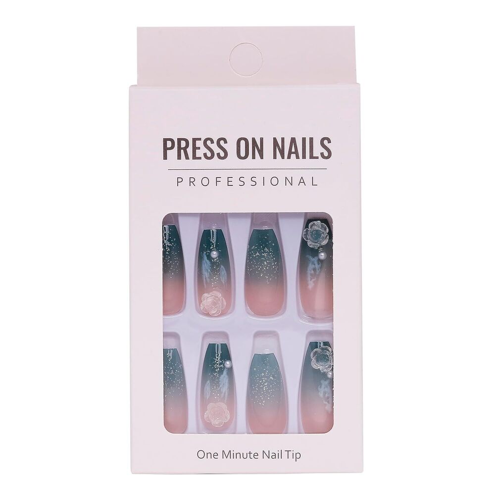 Cherrybox 24 Pack Nail Tips - Solid, Standard Size | Blue Color Code, Ideal For Nail Art And Diy Creations