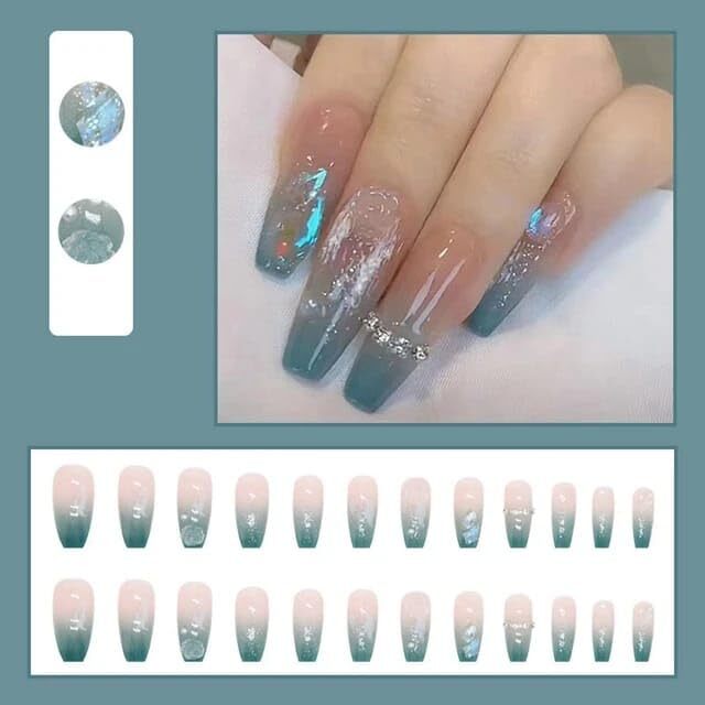 Cherrybox 24 Pack Nail Tips - Solid, Standard Size | Blue Color Code, Ideal For Nail Art And Diy Creations
