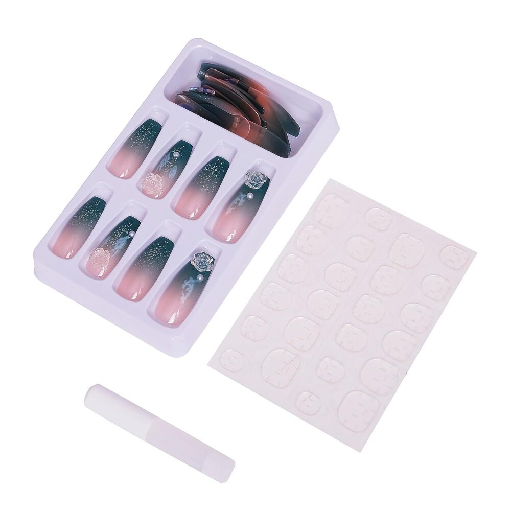 Cherrybox 24 Pack Nail Tips - Solid, Standard Size | Blue Color Code, Ideal For Nail Art And Diy Creations
