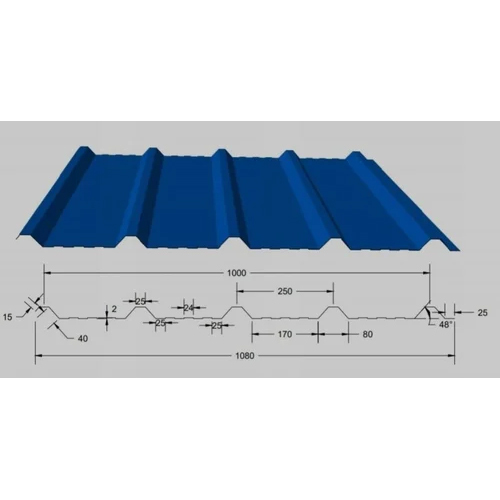 Blue Color Coated Roofing Sheet - Length: 24 Ft Foot (Ft)