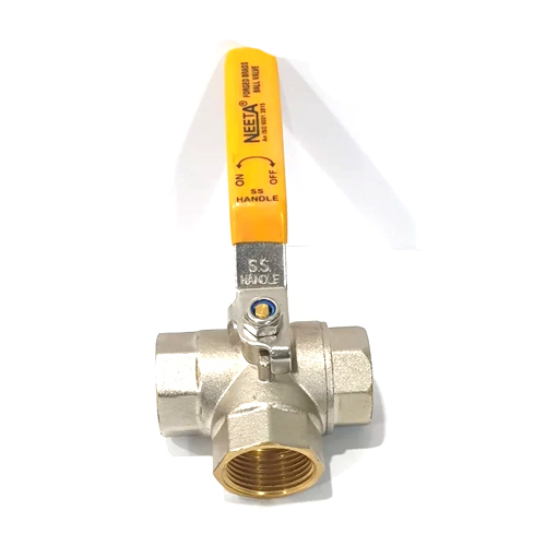 3 Way Brass Ball Valve - Color: Silver