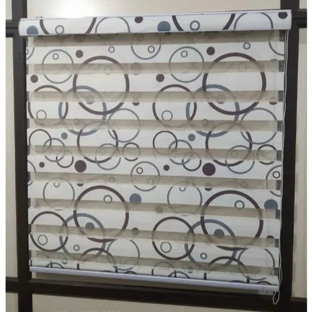 Printed White Zebra Blind - Polyester Material, 2x4 Foot Size, Brown Color | Modern Design, Plain Style for Home Windows