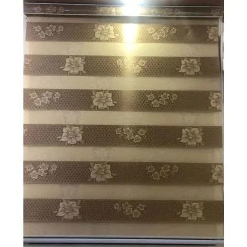 Flower Printed Zebra Blind - Polyester Material, Vertical Pattern, Brown Color | Waterproof, Easily Assembled, Modern Design for Office Elegance